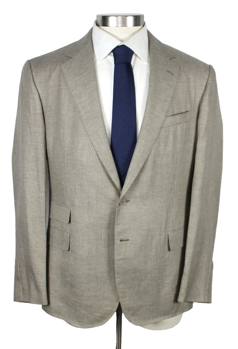 Ralph Lauren Purple Label Kent Jacket 38 R (48 EU) Mens Linen Silk Glen Plaid